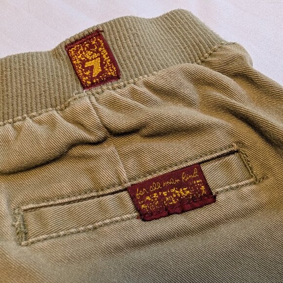 7 For All Mankind Boys Size 5 Khaki Cargo Pants Utility Pockets Drawstring Waist - Picture 3 of 5
